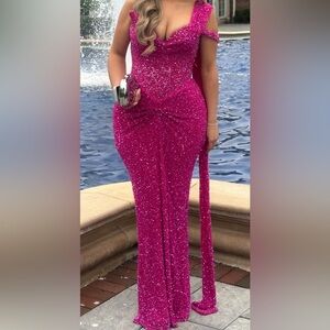 Glamorous Fuchsia Sequin Prom Dress